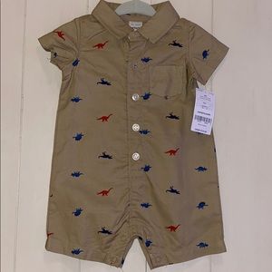 Baby boy schiffli button romper